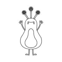 monstro fofo infantil. estilo doodle. alienígena desenhado. ilustração vetorial. vetor