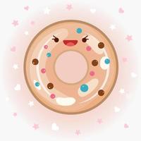 ilustração de ícone de vetor de rosquinha bonitinha. logotipo dos desenhos animados da etiqueta do donut. conceito de ícone de comida. estilo de desenho plano adequado para página de destino da web, banner, adesivo, plano de fundo. rosquinha kawaii.