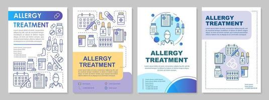 layout de modelo de folheto de tratamento de alergia. prevenção de doenças alérgicas. folheto, livreto, design de impressão de folheto com ilustrações. layouts de página vetorial para revistas, relatórios anuais, cartazes publicitários vetor