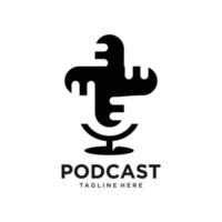 podcast de logotipo gráfico de vetor de ilustração em estilo de linha moderno