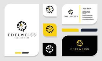 modelo de vetor de logotipo de flor edelweiss. logo e cartão de visita