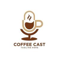 ilustração vetorial logotipo gráfico combinação de café e podcast vetor