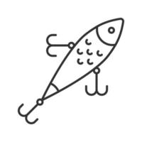 atrair ícone linear. ilustração de linha fina. isca de carretel. equipamento de pesca. símbolo de contorno. desenho de contorno isolado de vetor