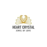 cristal com ilustração de design de logotipo de ícone em forma de coração vetor