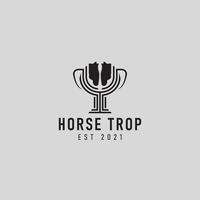 ilustração de design de logotipo de campeão de troféu de cavalo vetor