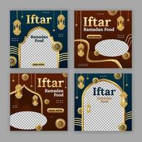 conjunto de postagem de mídia social iftar vetor