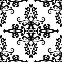 padrão sem emenda de damasco de filigrana. Preto e branco. textura decorativa. padrões mehndi. para tecido, papel de parede, padrão veneziano, têxtil, embalagem. vetor