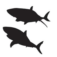 arte de silhueta de tubarão vetor
