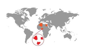 foco do mapa do Egito. mapa do mundo isolado. isolado no fundo branco. ilustração vetorial. vetor