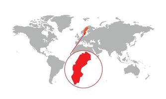 foco do mapa da suécia. mapa do mundo isolado. isolado no fundo branco. ilustração vetorial. vetor