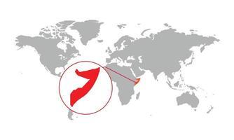 foco do mapa da Somália. mapa do mundo isolado. isolado no fundo branco. ilustração vetorial. vetor