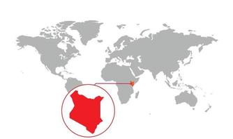 foco do mapa do Quênia. mapa do mundo isolado. isolado no fundo branco. ilustração vetorial. vetor