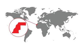 ocidental, foco do mapa do saara. mapa do mundo isolado. isolado no fundo branco. ilustração vetorial. vetor