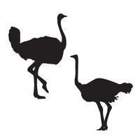 silhueta de arte de avestruz vetor