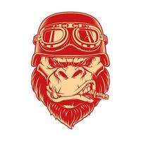 ilustrações vetoriais de mascote de motociclista macaco isolado no fundo branco. piloto de moto de macaco animal. estilo de desenho animado de personagem animal de corrida
