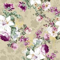 padrão floral com rosas e pequenas flores, para têxteis e decoração com design de flores vintage vetor