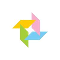 vetor de logotipo de educação de criança de origami de fã de papel círculo