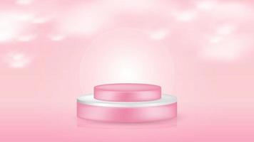 plataforma rosa de luxo com um palco. vitrine de pódio pastel realista em vetor. palco vazio de exibição de joias