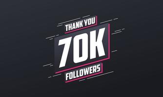 obrigado 70k seguidores, modelo de cartão para redes sociais. vetor