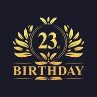 logotipo de aniversário de 23 anos de luxo, celebração de 23 anos. vetor