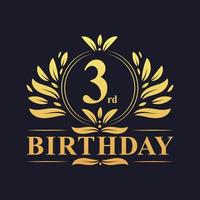 logotipo de aniversário de 3 anos de luxo, celebração de 3 anos. vetor