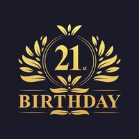 logotipo de aniversário de 21 anos de luxo, celebração de 21 anos. vetor