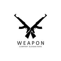 ícone de vetor de logotipo de arma automática. armas de batalha. pistolas, fuzis. ilustração militar e de armas