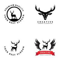 ícone de vetor de logotipo de veado animal mamífero, vivendo na floresta, ilustração de design