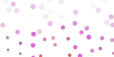 padrão de vetor rosa claro roxo com flocos de neve coloridos