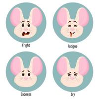 conjunto de emoções diferentes de um personagem de mouse. expressão facial. conjunto de sentimentos de personagem de mouse. vetor
