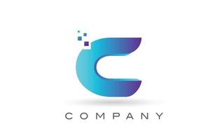 c design de ícone do logotipo da letra do alfabeto com ponto azul. modelo criativo para empresa e negócios vetor
