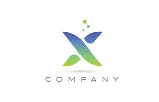 x ícone do logotipo da letra do alfabeto verde. modelo de design criativo para negócios e empresas vetor