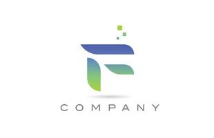 f ícone do logotipo da letra do alfabeto verde. modelo de design criativo para negócios e empresas vetor