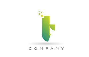 t design de ícone do logotipo da letra do alfabeto com ponto verde. modelo criativo para empresa e negócios vetor