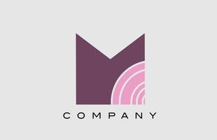 desenho geométrico do ícone do logotipo da letra do alfabeto m. modelo criativo para empresa e negócios na cor rosa vetor