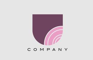 desenho geométrico do ícone do logotipo da letra do alfabeto u. modelo criativo para empresa e negócios na cor rosa vetor