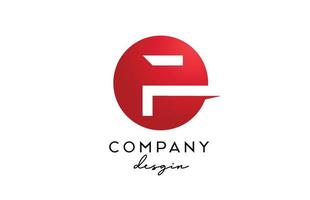 ícone do logotipo da letra do alfabeto vermelho f com design de círculo. modelo criativo para empresa e negócios vetor