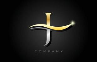 design de logotipo de letra do alfabeto ouro cinza j. modelo de ícone criativo para negócios e empresa vetor