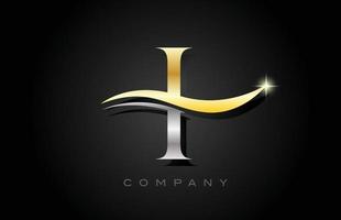 cinza dourado eu design de logotipo de letra do alfabeto. modelo de ícone criativo para negócios e empresa vetor