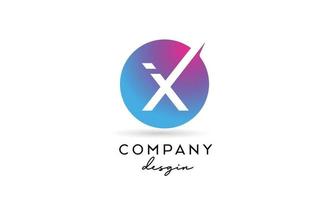 rosa azul x ícone do logotipo da letra do alfabeto com design de círculo. modelo criativo para negócios e empresa vetor