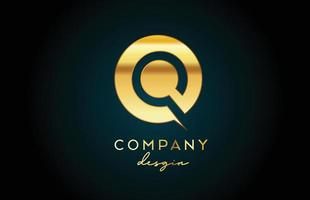 ouro q ícone do logotipo da letra do alfabeto com design de círculo. modelo criativo dourado para negócios e empresas