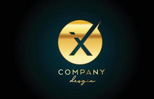 ouro x ícone do logotipo da letra do alfabeto com design de círculo. modelo criativo dourado para negócios e empresas vetor