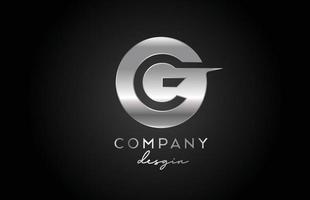 g ícone do logotipo da letra do alfabeto cinza prata com design de círculo. modelo criativo de metal para empresa e negócios vetor