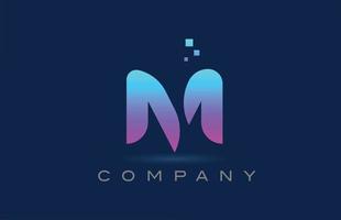 design de ícone do logotipo da letra do alfabeto azul m rosa. modelo criativo para negócios e empresa com pontos vetor