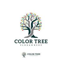 modelo de vetor de logotipo de árvore colorida, conceitos de design de logotipo de árvore criativa