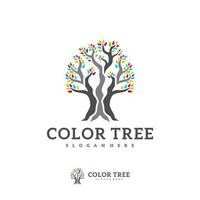 modelo de vetor de logotipo de árvore colorida, conceitos de design de logotipo de árvore criativa