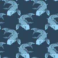 sem costura padrão desenhado peixe-gato realista sobre um fundo azul. impressão, têxtil, papel de parede, decoração para linho pastel vetor