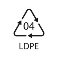 símbolo de código de reciclagem ldpe 04. sinal de polietileno de baixa densidade de vetor de reciclagem de plástico.