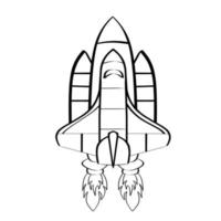 nave espacial decolar ilustração doodle. adequado para colorir livro infantil e página ou artigo vetor