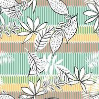 padrão de folhas tropicais mistas com fundo abstrato para decoração têxtil e decoração de máscara vetor